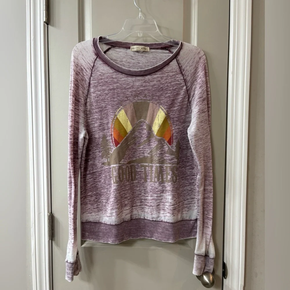 Women's Long Sleeve Graphic Tee - Purple - Picture 1 of 5
